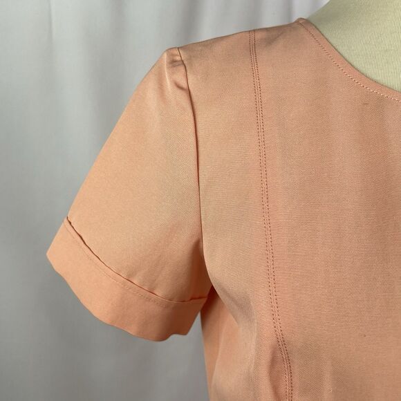 Theory Inessa Apricot Short Sleeve Exposed Gold Back Zipper Sheath Dress 10 - Picture 5 of 12